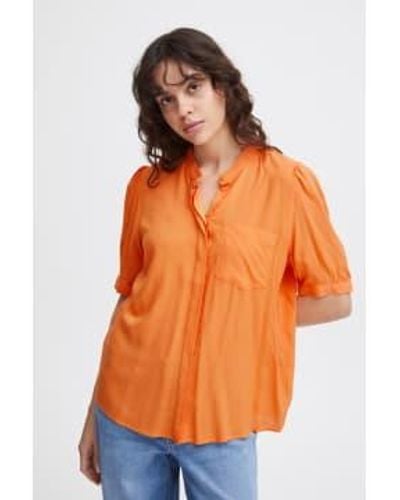 Ichi Main Short Sleeved Shirt- Rose-20118437 34(uk6-8) - Orange