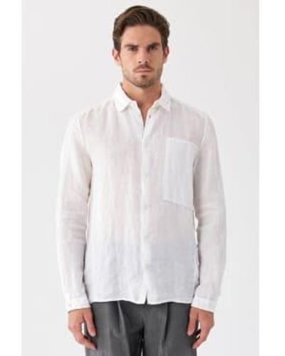 Transit Camisa lino con parche bolsillo blanco