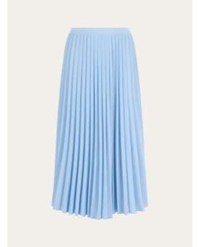 Knowledge Cotton Daffodil Pleated Midi Skirt || Chambray M - Blue