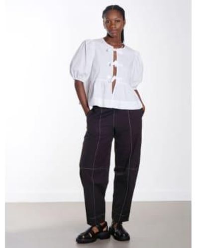 Ganni Elasticated Curve Trousers 32 - White