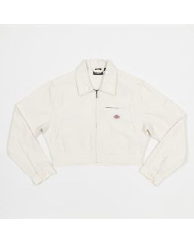 Dickies Duck Canvas Cropped Zip Up Jacket In - White