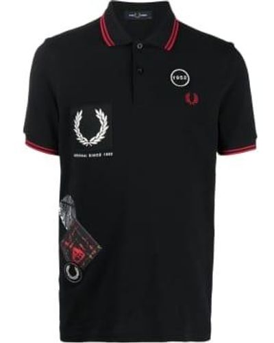 Fred Perry Grafik applique poloshirt schwarz