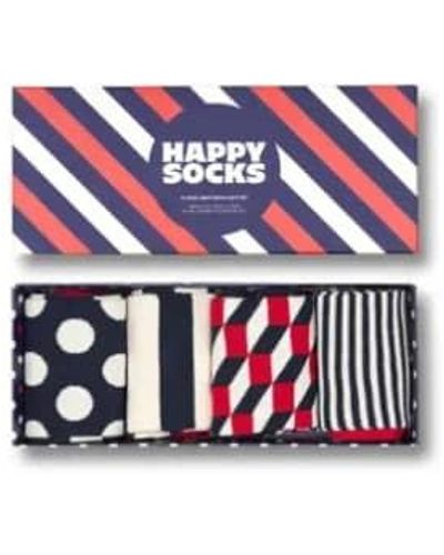 Happy Socks Xbdo09 6002 4 Pack Classic Socks Gift Set - Blu