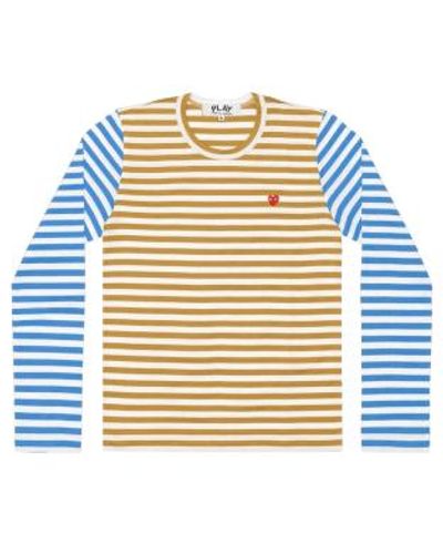 COMME DES GARÇONS PLAY Des | Bi-colour Stripe T-shirt Mustard/ Small - Multicolor
