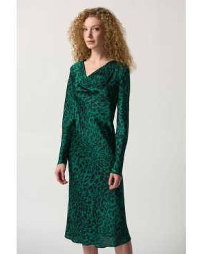 Joseph Ribkoff Animal Print Silky Bias Cut Dress 10 - Green