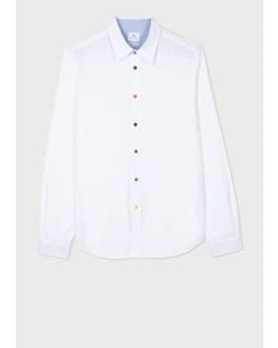 Paul Smith Bouton multi-couleurs taille la chemise classique: l, col: blanc