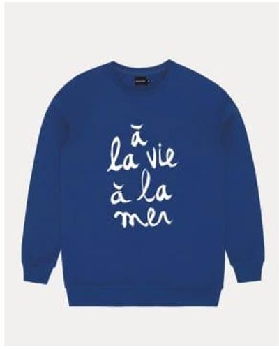 Bask In The Sun Sweatshirt A La Vie Coton Bio Bleu Ocean - Blu