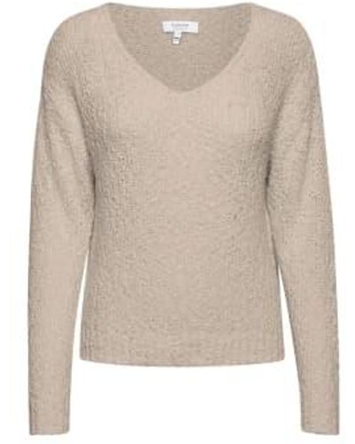B.Young Cement Bymala V Neck Jumper Uk 16 - Natural
