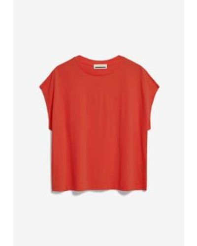 ARMEDANGELS Camiseta extragran roja poppy inaara - Rojo