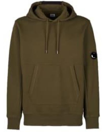C.P. Company Diagonal raised fleece pullover hoodie ivy - Verde