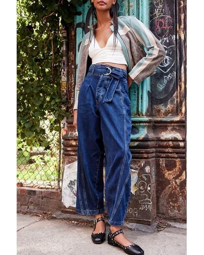 Free People The Amsterdam High Rise Jeans In Deep Indigo - Multicolore