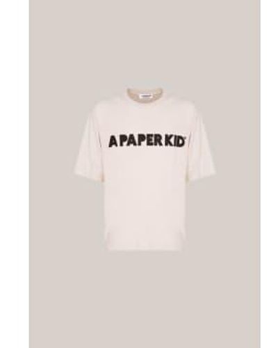 A PAPER KID T-shirt logo avant crème - Rose