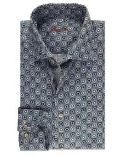 Stenströms Lässiges blaues slimline-oxford-hemd mit blumenmuster - Grau
