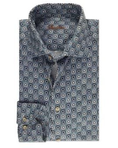 Stenströms Casual Slimline Floral Oxford Shirt M - Gray