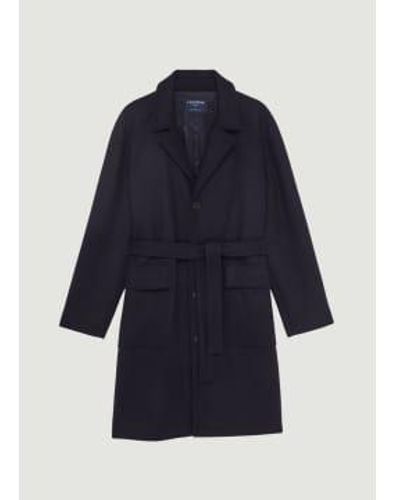 L'Exception Paris Straight Belted Overcoat Made - Blue