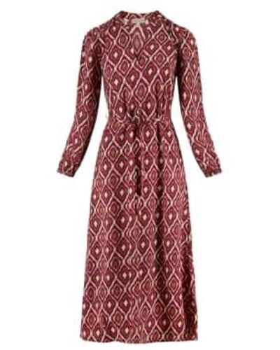 Zusss Maxi Dress With Ikat Print /reddish Brown Small