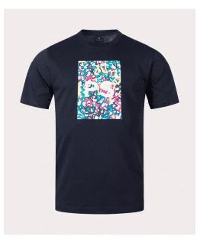 Paul Smith Navy Ps Logo Graphic T Shirt - Blu