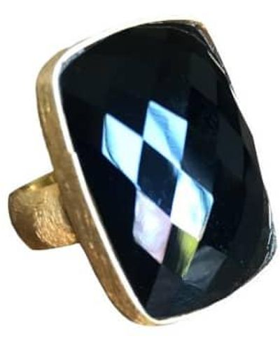 WINDOW DRESSING THE SOUL Wdts Plated Silver Onyx Ring 6 - Blue