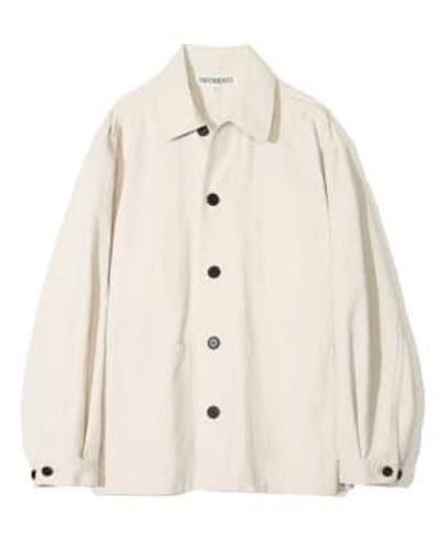 PARTIMENTO Vintage Washed French Work Jacket In Ivory Medium - Natural