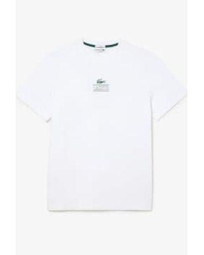 Lacoste Mens Regular Fit Cotton Jersey Branded T 1 - Bianco