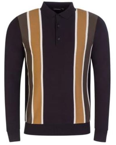 J.Lindeberg Heden Striped Knitted Polo M - Blue