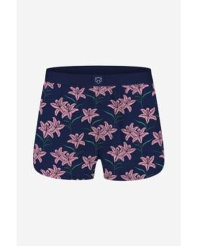 A-Dam Pink Flowers Boxers - Blue