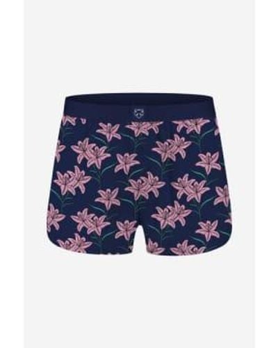 A-Dam Navy Pink Flowers Boxers S - Blue