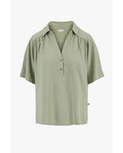 Zusss Blouse With Embroidery /saliegroen Small - Green