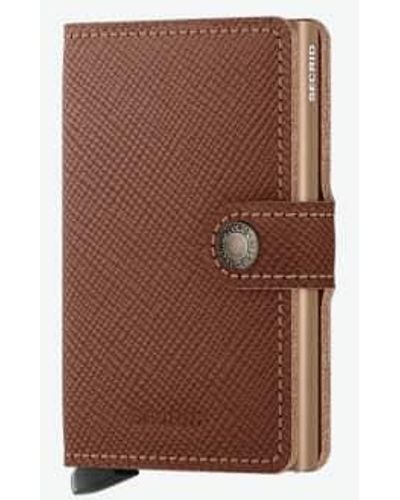 Secrid Mini Wallet With Card Protector Rfid Rose Leather - Brown