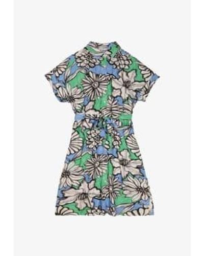 FRNCH Edwige Floral Ss Shirt Dress M - Green