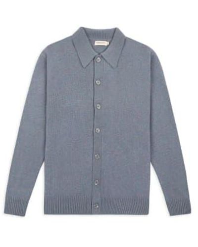 Burrows and Hare Collared Knitted Cardigan Marl S - Blue