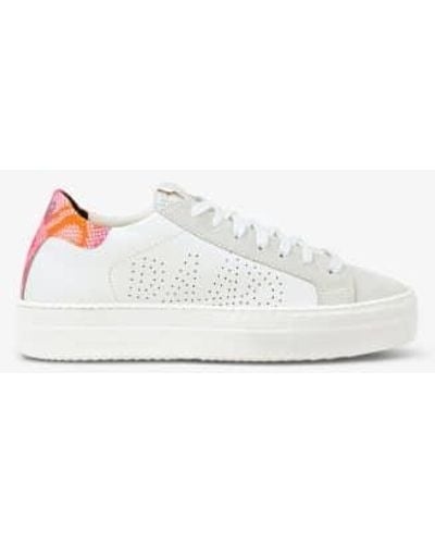 P448 And Orange Thea Shabby Trainer Sneakers - Bianco