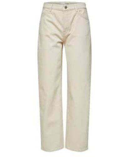 SELECTED Celina Straight Leg Jeans - Natural