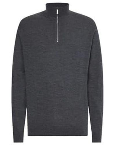 Calvin Klein Merino Quarter Zip Sweater - Gray