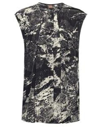 BOSS Bileli patrón sin mangas tamaño blusa: 8, col: blanco y negro