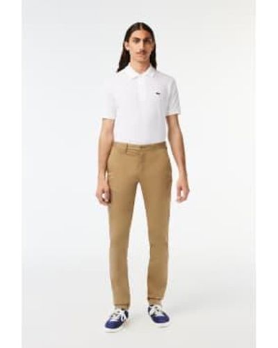 Lacoste Pantalon New Classic Slim Fit en coton stretch - Blanc