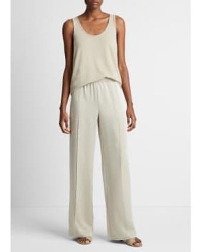 Vince Shiny Zip Trim Wide Leg Pull On Trousers Sepia - White