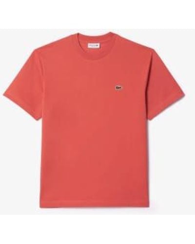 Lacoste Camiseta De Corte Clásico De Punto De Algodón - Rojo