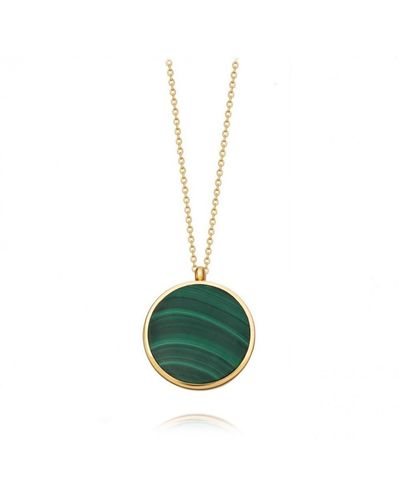 Astley Clarke Gold Malachite Slice Stilla Medaillon Halskette - Grün