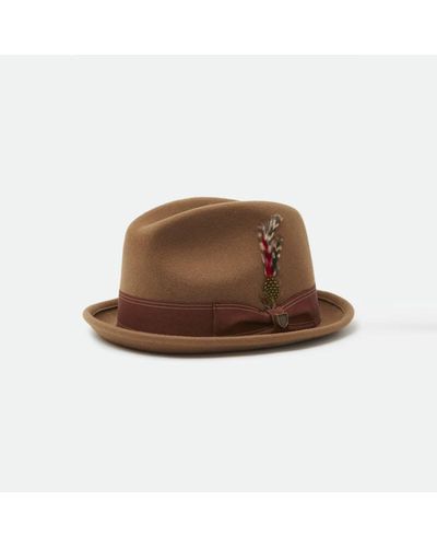 Brixton Erhalte einen Fedora-Hut aus gewaschenem Kupfer - Braun