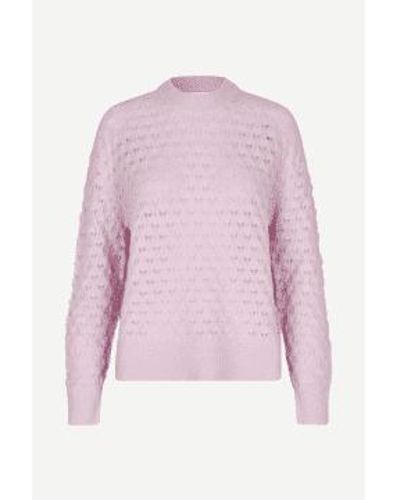 Samsøe & Samsøe Saanour Pointelle Sweater Lilac Snow Xs - Pink