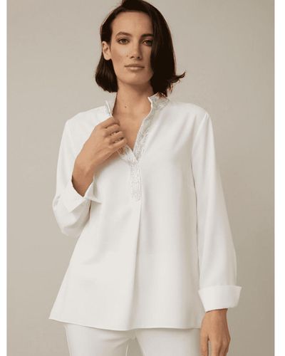 Joseph Ribkoff T White Embroidered Detail Blouse 221119 1761 main image 0