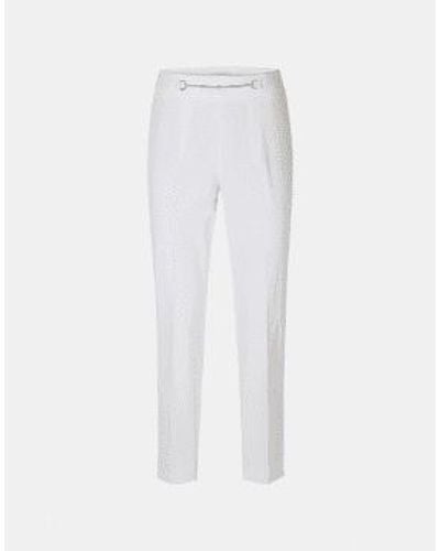 Riani Slim Fit Horsebit Detail Trousers Col: 100 , Size: 14 - White