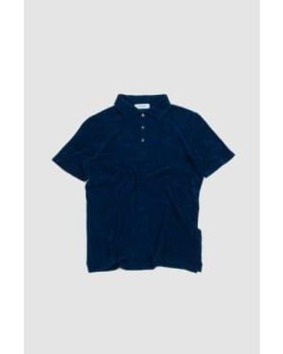 Gran Sasso Terry Fleece Cotton Polo Dark 50 - Blue