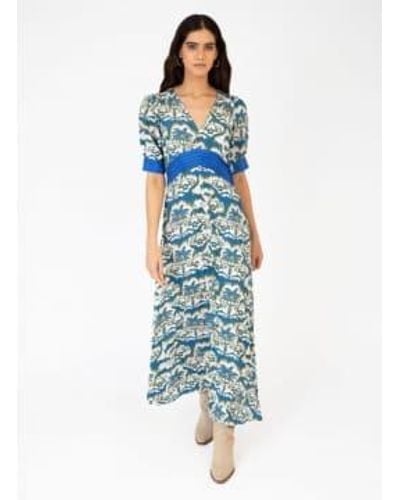 An'ge Flared Midi Dress Ozyra In - Blu