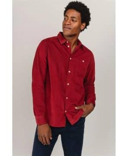 Knowledge Cotton 90512 Corduroy Custom Fit Shirt Gotsvegan 1364 Rhubarb - Rosso