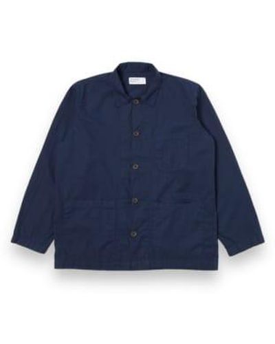 Universal Works Bakers Overshirt 30680 Organic Fine Poplin - Blu