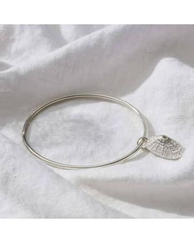 Posh Totty Designs Limpet Shell Charm Bangle Sterling - White