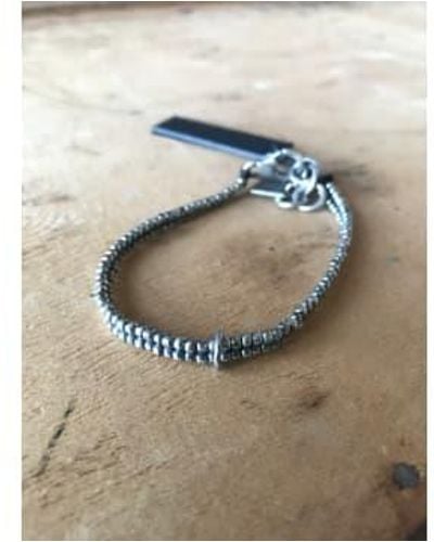 Goti Leather Bracelet With 925 Br1121 Aw22 - Metallic