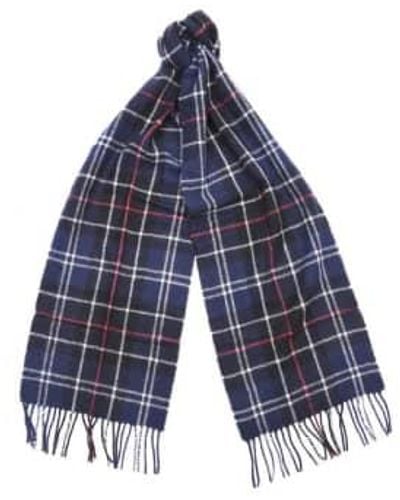 Barbour Tartan Lambswool Scarf Navy Red One Size - Blue